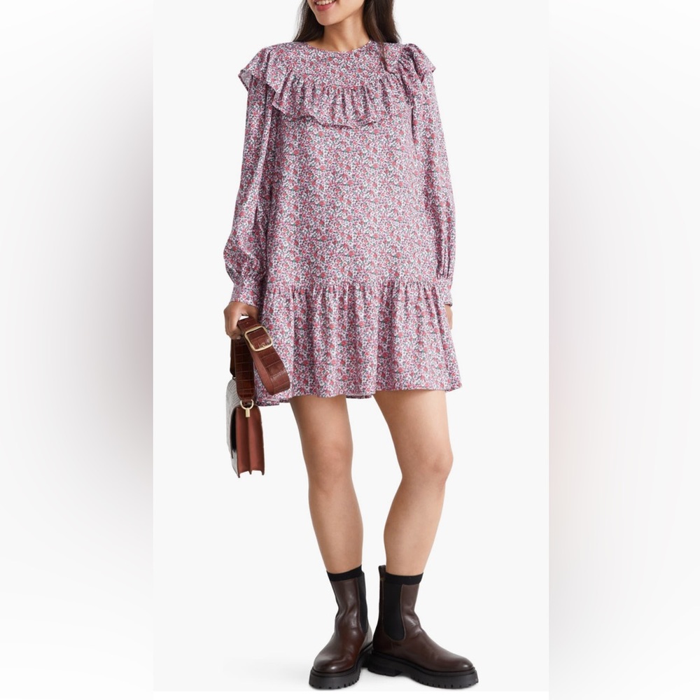 & Other Stories Floral Ditsy Ruffle Long Sleeve Dress